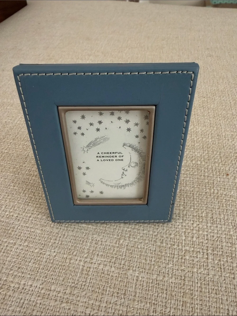 Blue Leatherette Tabletop Photo Frame
